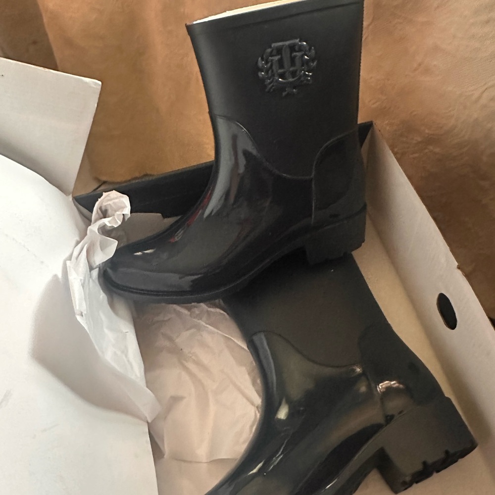 Black Rain Boots with Logo